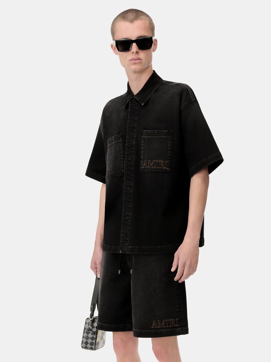 Amiri 3D-HEMD MIT KURZEN ÄRMELN UND DRUCKKNÖPFEN