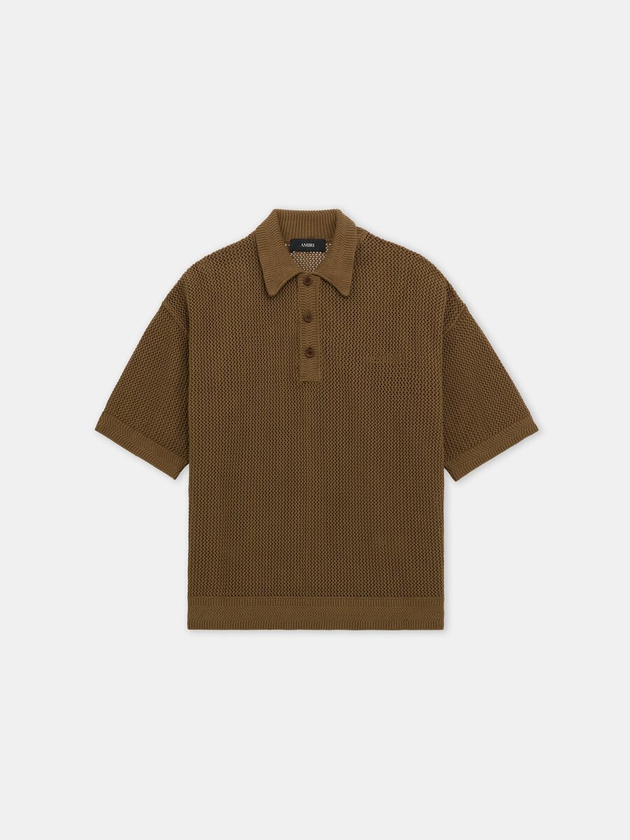Amiri CROCHET MESH POLO