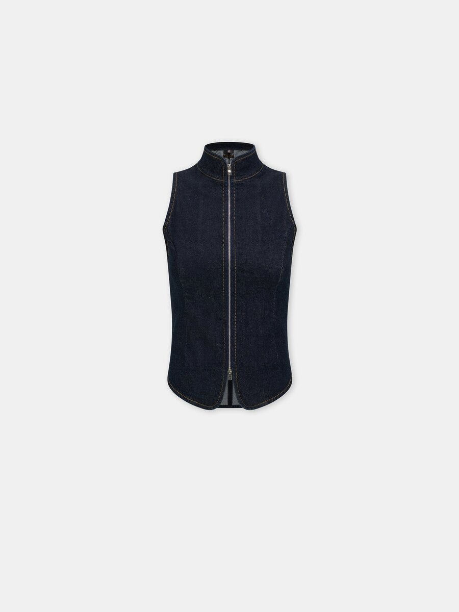 AMIRI RAW DENIM ZIP TOP FÜR DAMEN