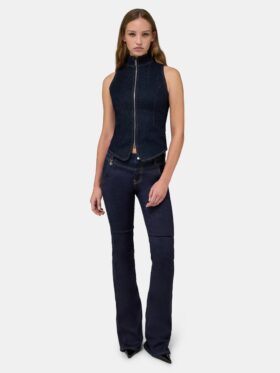 AMIRI RAW DENIM ZIP TOP FÜR DAMEN