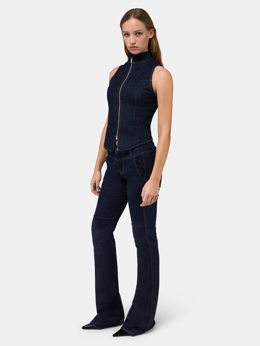 AMIRI RAW DENIM ZIP TOP FÜR DAMEN