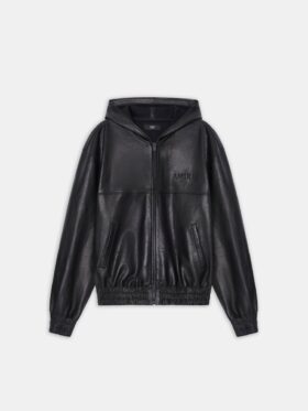 ÜBERGRÖSSIGER LEDER-HOODIE MIT REISSVERSCHLUSS