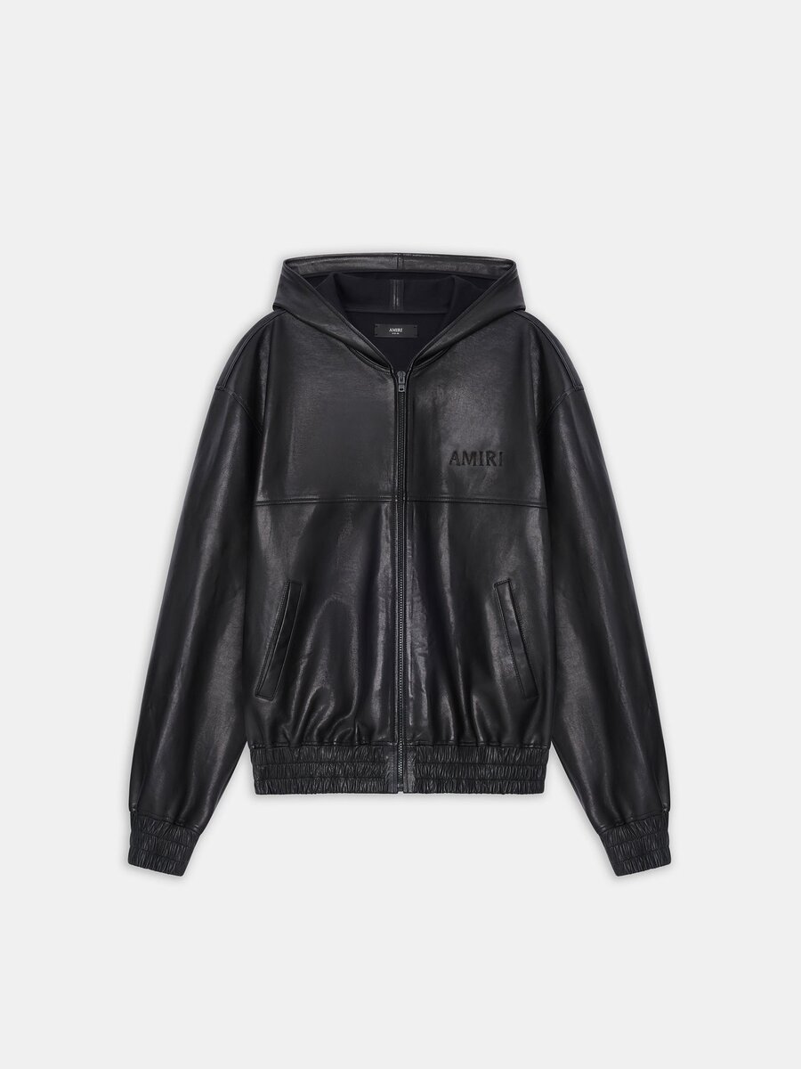 ÜBERGRÖSSIGER LEDER-HOODIE MIT REISSVERSCHLUSS