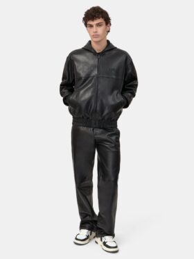 ÜBERGRÖSSIGER LEDER-HOODIE MIT REISSVERSCHLUSS