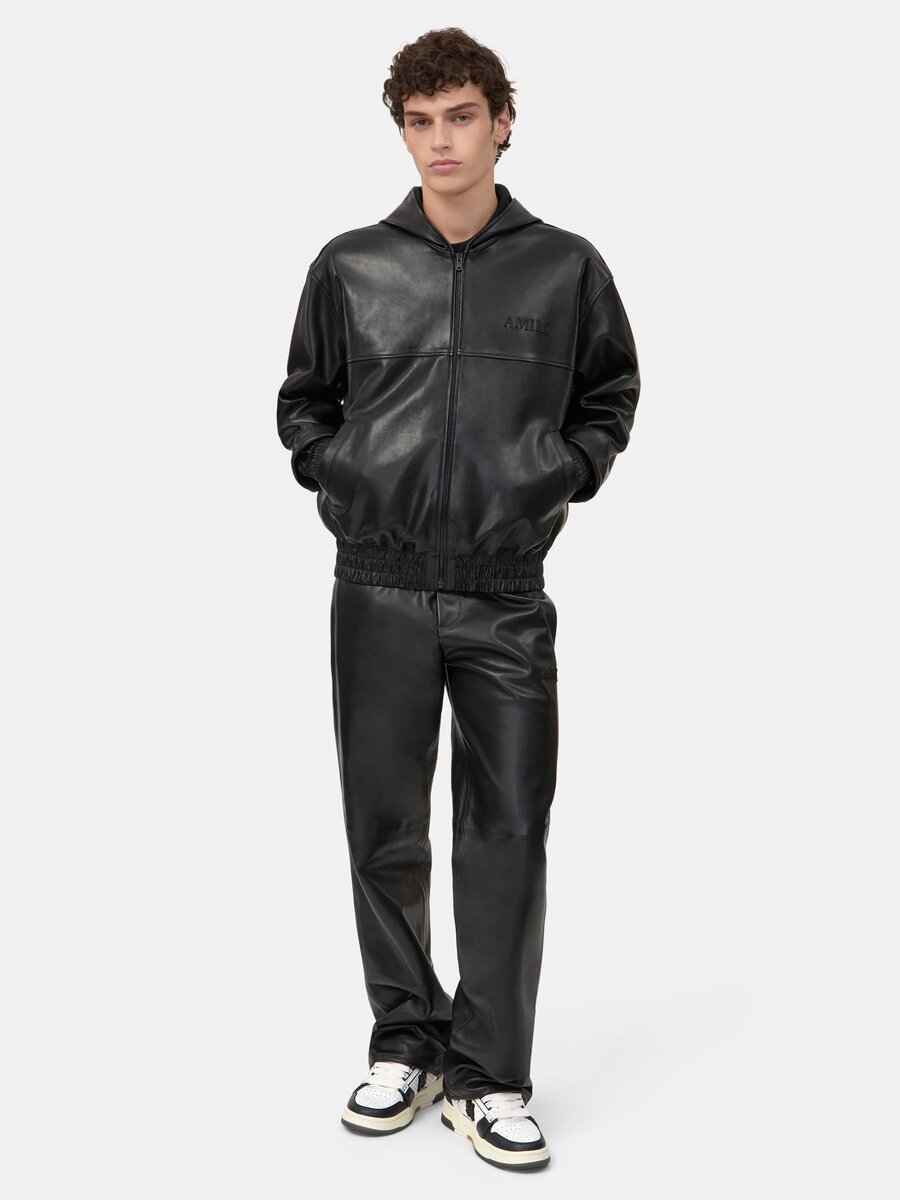 ÜBERGRÖSSIGER LEDER-HOODIE MIT REISSVERSCHLUSS
