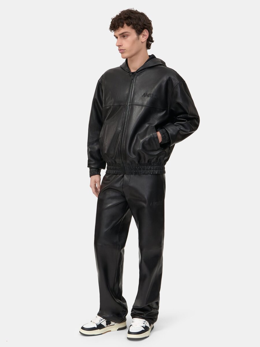 ÜBERGRÖSSIGER LEDER-HOODIE MIT REISSVERSCHLUSS