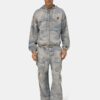 CAMO-JACQUARD-DENIM-HOODIE MIT REISSVERSCHLUSS