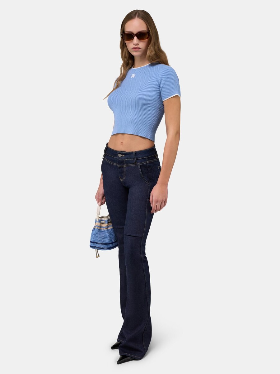 DAMEN-BABY-T-SHIRT „MA“ AUS RIPPSTRICK