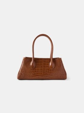 DAMEN-SCHULTERTASCHE „EMBOSSED CROC HONEY 40“