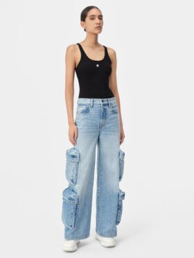 DAMEN-TANKTOP MIT „MA“-STICKEREI UND RIPPENSTRICK