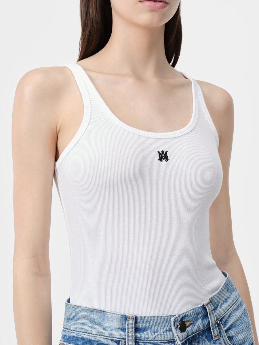 DAMEN-TANKTOP MIT „MA“-STICKEREI UND RIPPENSTRICK