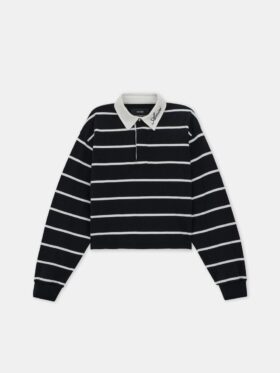 GESTREIFTES LANGÄRMELIGES POLOSHIRT FÜR DAMEN