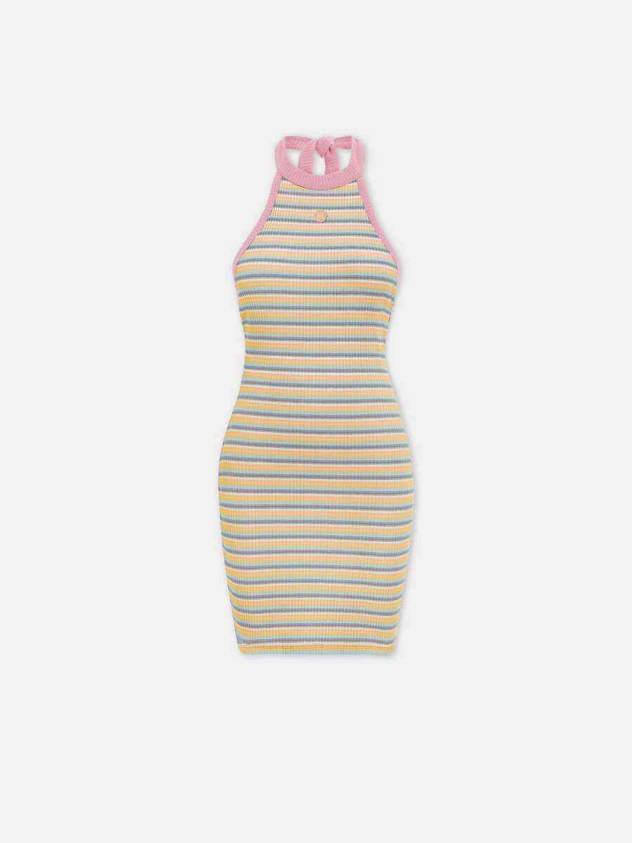 MA GESTREIFTES HALTER-MINIKLEID FÜR DAMEN
