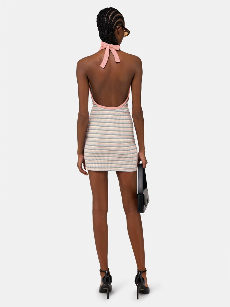 MA GESTREIFTES HALTER-MINIKLEID FÜR DAMEN