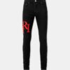 SKINNY-JEANS MIT VERSETZTEM LOGO – Schwarz-Rot