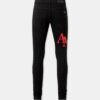 SKINNY-JEANS MIT VERSETZTEM LOGO – Schwarz-Rot